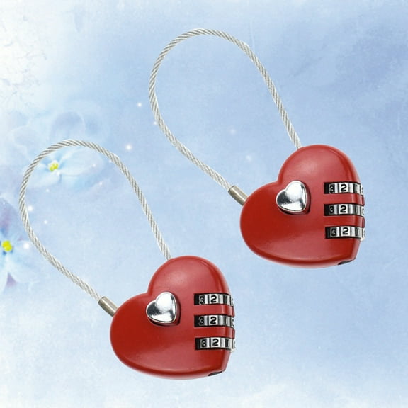 COSMOBETTY 2Pcs Red Brown Zinc Alloy Luggage Lock for Travelers with Three- Combination Security Check