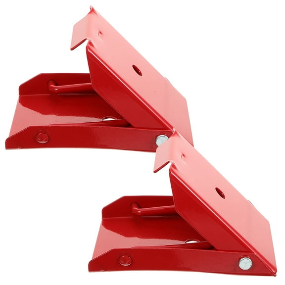 COSMOBETTY 2Pcs Red Metal Triangular Vehicle Chock for Cars and Trucks 4.96x3.31x0.79in