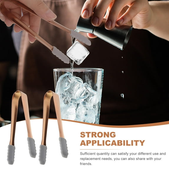 COSMOBETTY 2Pcs Stainless Steel Tongs for Ice and Food Serving in Kitchen and Bar