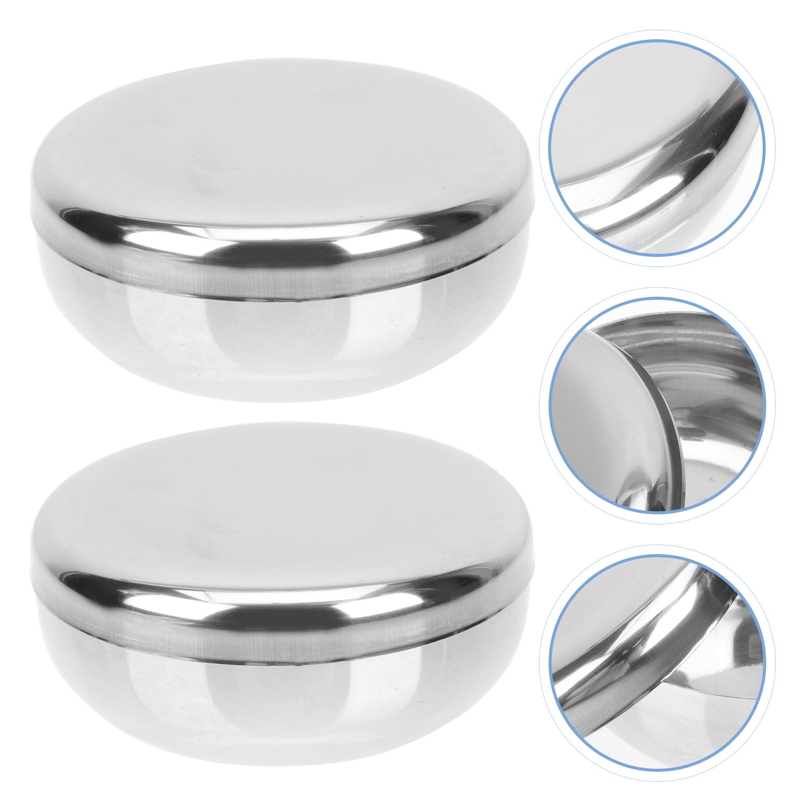 COSMOBETTY 2Sets Silver Round Rice Bowls for Korean Dining Cooked Rice ...