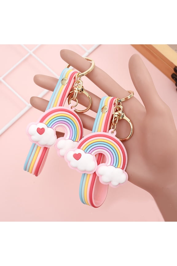 2pcs Adorable Rainbow Cartoon Keychains Cute Keychain Ornaments For Bags And Keys Fun Present For Valentines