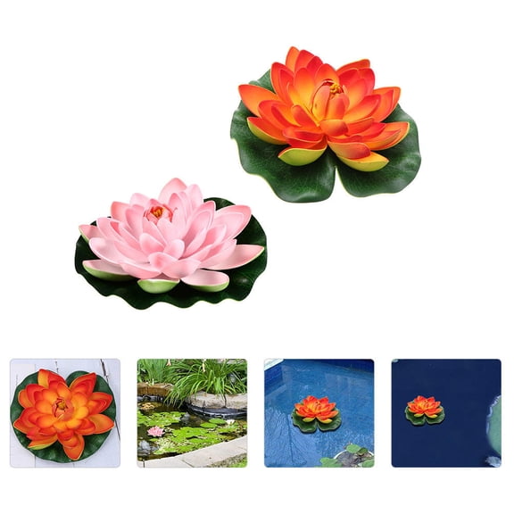 COSMOBETTY 2pcs Lifelike Floating Flowers Decorative Water Lily For Fountains Pools Emulated Design Natural Style Decor