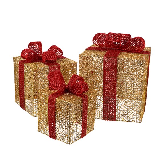COSMOBETTY 3 Pcs 1 Set Glowing present Box Decorations Reusable Iron Wire Adornments for Home