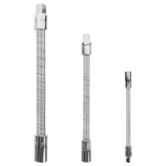 COSMOBETTY 3-Piece Set Steel Flexible Socket Extension Bars Cylindrical Silver for Car Maintenance