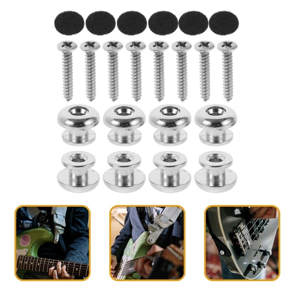 COSMOBETTY 30Pcs Metal Guitar Strap Button Silver for Electric Acoustic Guitar Ukulele Bass