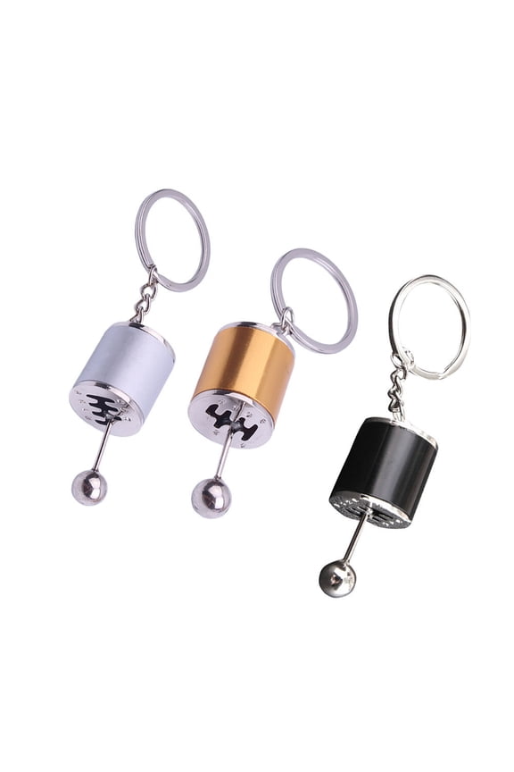 3Pcs Black Silver Golden Metal Car Modification Gear Key Chain