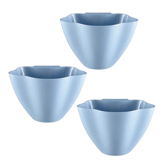 COSMOBETTY 3Pcs Blue Plastic Kitchen Storage Containers for Food Waste Bin with Scandinavian Style 16x21x14in