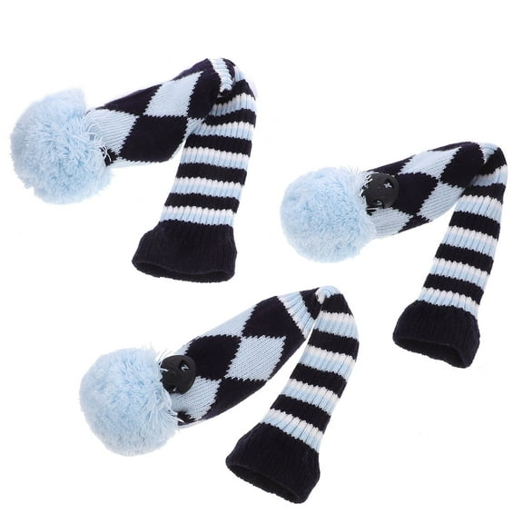 COSMOBETTY 3Pcs Knitted Fabric Golf Club Covers for Use Light Blue 11.8x3.9in