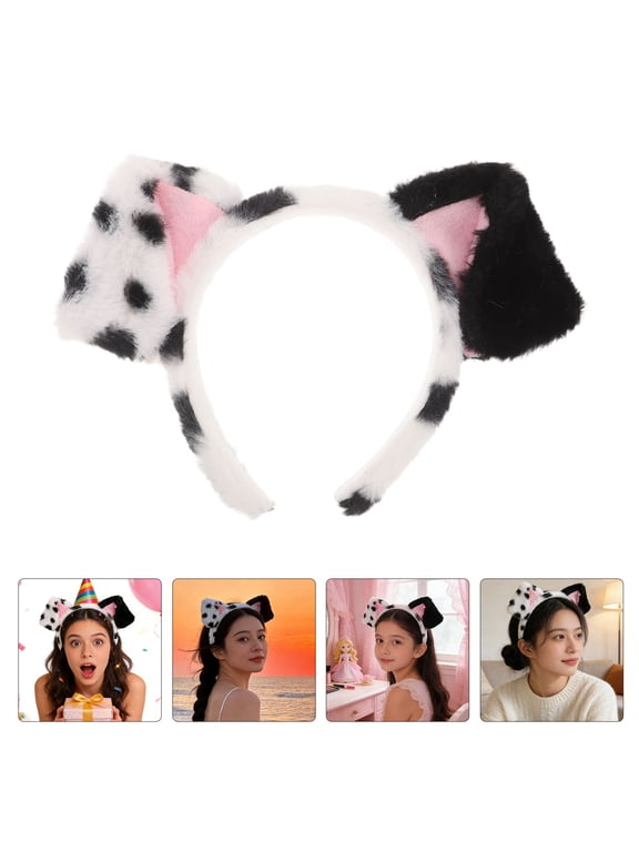 3Pcs Spotted Dog Ear Headband Multi Color Plush Cosplay Headwear for Party