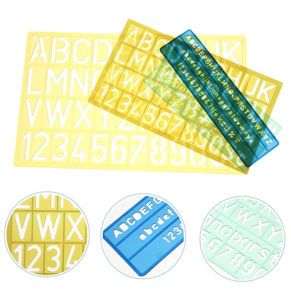 COSMOBETTY Plastic Writing Template Assorted Color 4Sets 10.2x6.3x1.3in