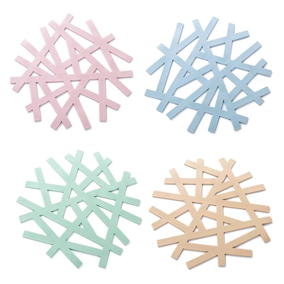 COSMOBETTY 4PCS Coasters for Hot Pot Heat Resistant Silicone Trivets Mat Protect Kitchen Surface