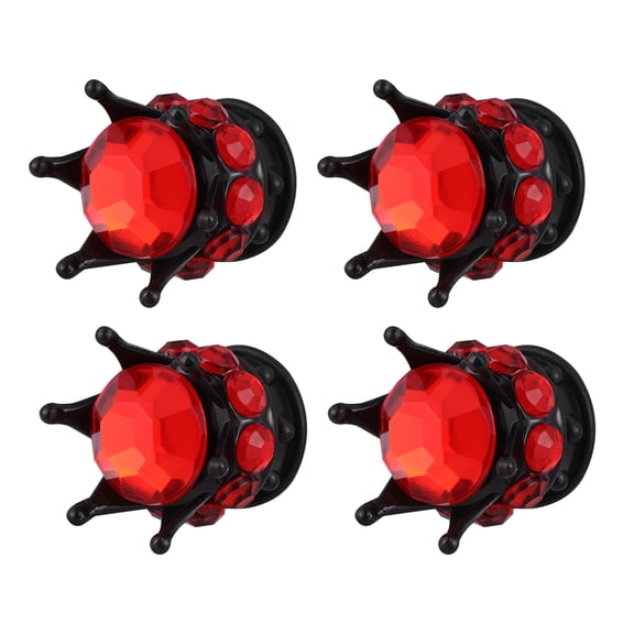 COSMOBETTY 4Pcs Car Wheel Cap Abs Black Red For Car Tyre Accessory Prevent Leakage 0.8x0.8x0.8in