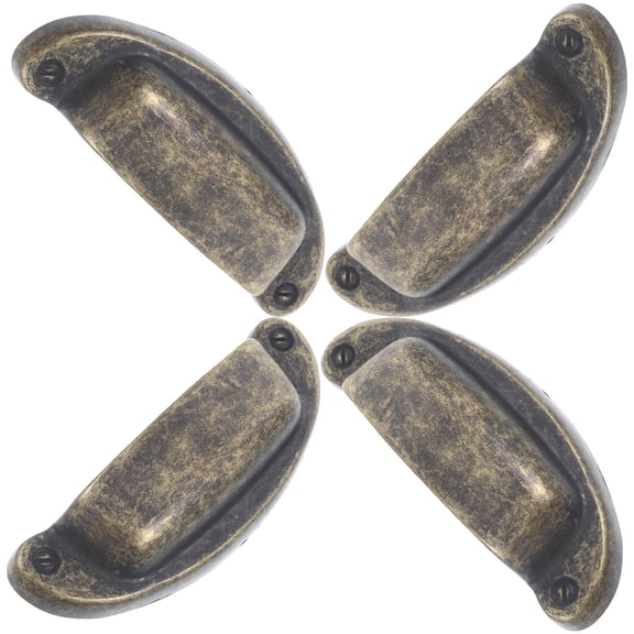 COSMOBETTY 4Pcs Kitchen Cupboard Handles For Furniture Hardware Dark Brown Rectangular 3.9x1.3x0.6in