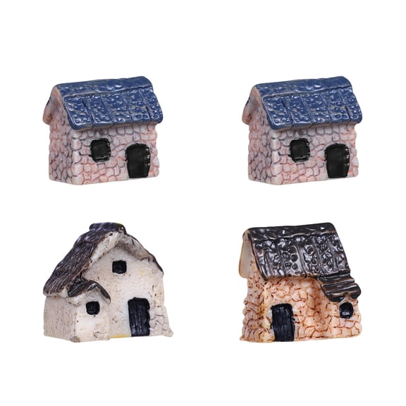 COSMOBETTY 4Pcs Thumbnail House Assorted Color Diy Micro Landscape 2.00X2.00X1.00In