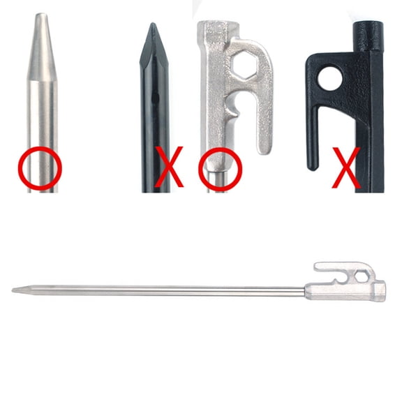 COSMOBETTY Camping Peg Metal Stakes for Ground Tent Stakes Silver Stainless Steel 2Pcs for Beach