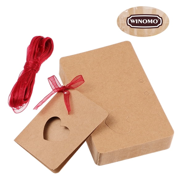 COSMOBETTY 50Pcs Heart Shaped Kraft Paper Tags for Adults Craft Enthusiasts Wedding Birthday Decor