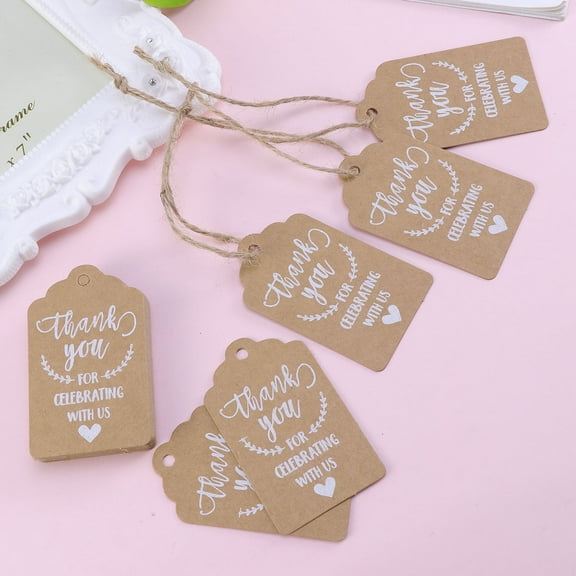 COSMOBETTY 50Pcs Kraft Paper Hangtag for Wedding Party Favors Light Brown 2.8x1.6in