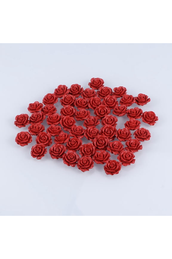 50Pcs Red Rose Shape Charms For Jewelry Making Diy Projects Friends And Family