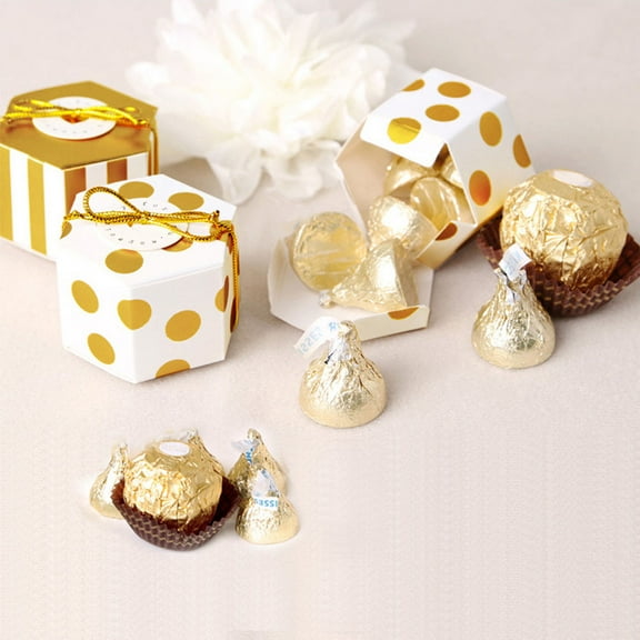 COSMOBETTY 50Pcs Wedding Party Supplies Kraft Paper Candy Boxes For Sweets 1.9X1.2X1 Inch