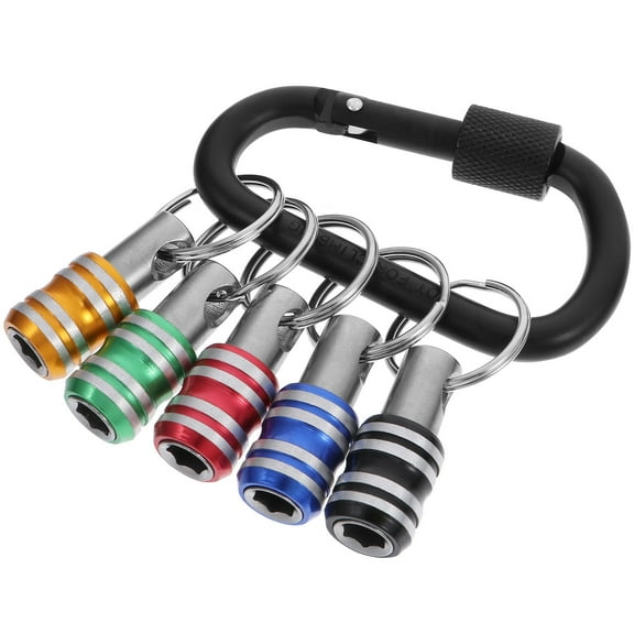 COSMOBETTY 5pcs Key Chain Extentors Rust Screw Bit Holders With Carabiner For Transfer And Tool Connection