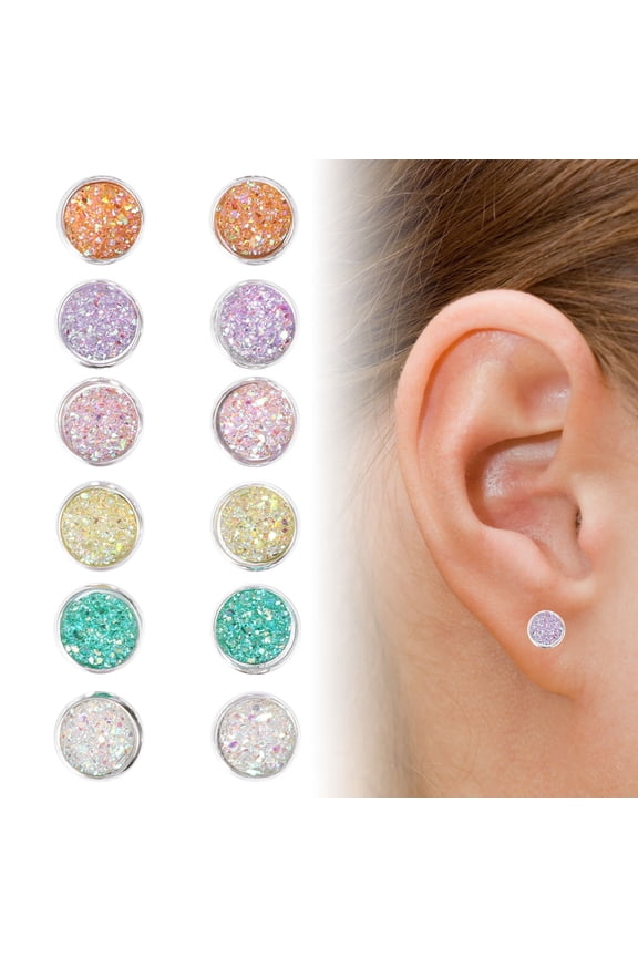 6Pair Earrings Studs for Women Alloy Tiny Studs Round Colorful Anniversary Party Wedding Banquet