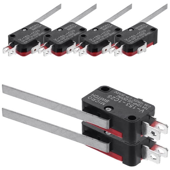 COSMOBETTY 6Pcs Black Plastic Micro Switch with Long Hinge Lever for Toys and Mouse Tactile Push Button