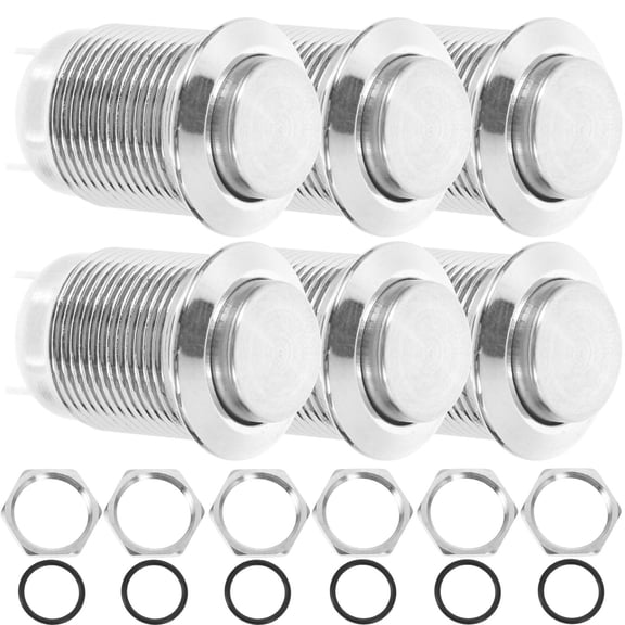 COSMOBETTY 6Pcs Marine Metal Push Button Starter Round Flush Auto Reset for Motorbike and Industrial Control