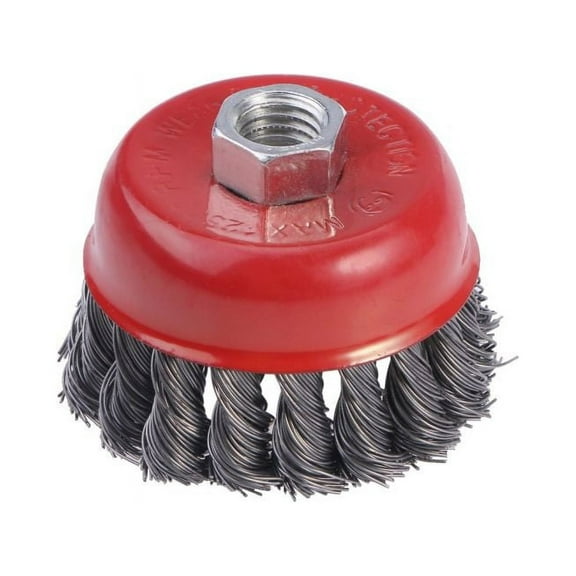 COSMOBETTY 6Pcs Red Steel Wire Banded Knotted Wire Cup Brush for Grinders 2.76Inch