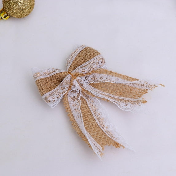 COSMOBETTY 6Pcs Small Burlap Bows Hessian Ribbons for Crafting and Wedding Decorations