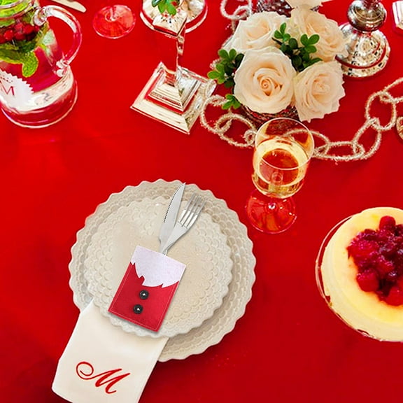 COSMOBETTY 6Pcs Tableware Pouch Non-Woven Cutlery Bags For Silverware Storage Christmas Dinner Party Accessories