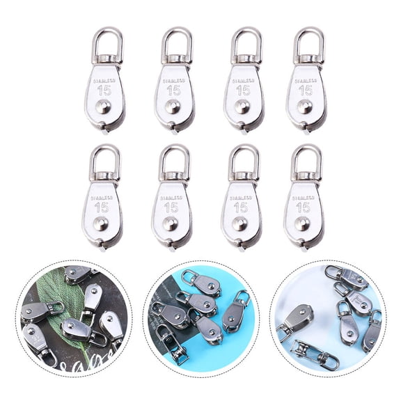 COSMOBETTY 8Pcs Small Pulley Block Fishing Net Pulley Stainless Steel for Marine Workers Boating