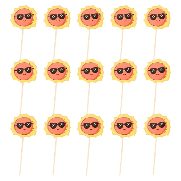 COSMOBETTY Adorable Cartoon Cake Toppers for Birthday Parties and Cake Decor with Paper Picks Sun Design Orange Color 50 Pieces