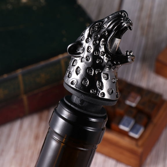 COSMOBETTY Alloy Leopard Head Shaped Wine Pourer for Home Party and Bottle Use Black 70 Characters