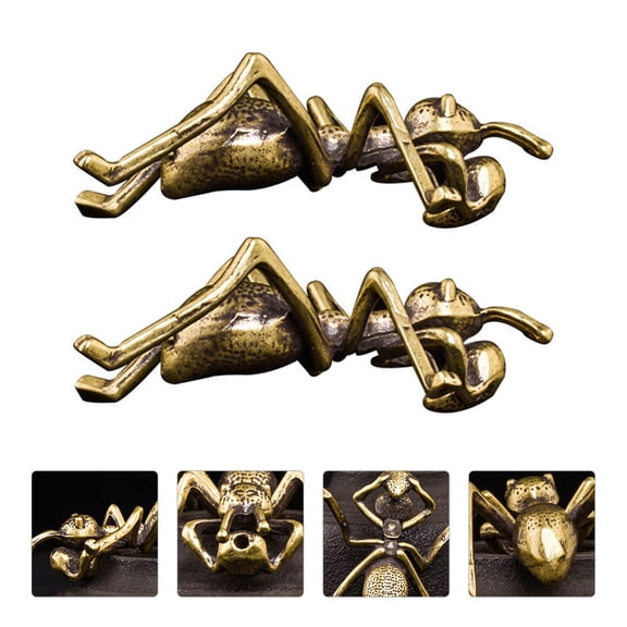 COSMOBETTY Ant Figurine Handicrafts Brass Office Desk Decor Desktop Ornaments 5.30X3.90X2.30CM 2Pcs