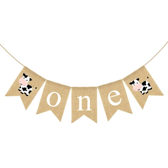 COSMOBETTY Baby Birthday Banner for Celebration Made of Linen Khaki Color Fits Parties Perfectly