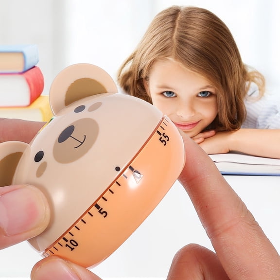 COSMOBETTY Bear Shaped Timer Plastic Metal Kitchen Gadget for Cooking Baking 1Pack Khaki 2.6x2.6in