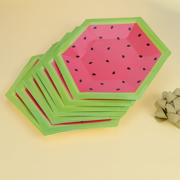 COSMOBETTY Birthday Paper Dishes in Watermelon Red for Party Use and Attractive 10 Inches