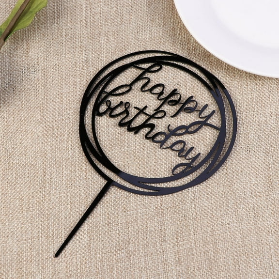 COSMOBETTY Black Acrylic Happy Birthday Cake Topper for Cupcake Decoration Party Supplies 3.5 x 5 Inches