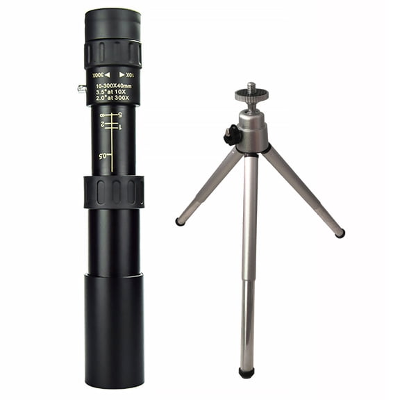 COSMOBETTY Black Metal Refractor Telescope for Outdoor Use 10-300 Times X 40mm Objective Lens Diameter