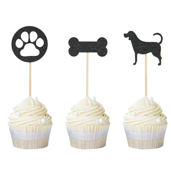 COSMOBETTY Black Paper Cake Picks for Decor Perfect for Birthday Party and Anniversary Celebrations 24pcs