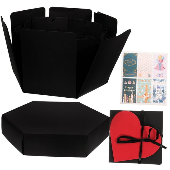 COSMOBETTY Black Photo Storage Box Made of Kraft Paper for Storage with High Capacity and Creative Design Hexagon Box