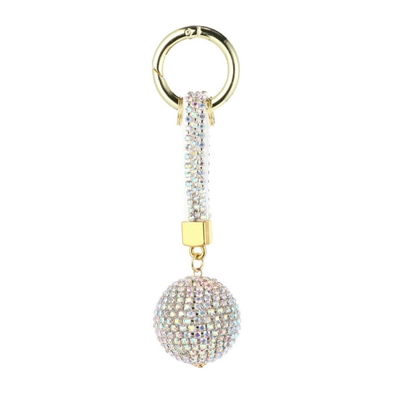 COSMOBETTY Car Rhinestone Inlaid Key Bag 1Pack Stylish Keyring Diamond Silver Ab Color Lint