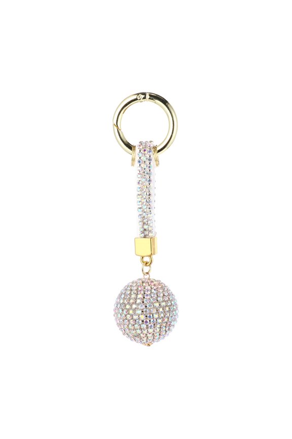 Car Rhinestone Inlaid Key Bag 1Pack Stylish Keyring Diamond Silver Ab Color Lint