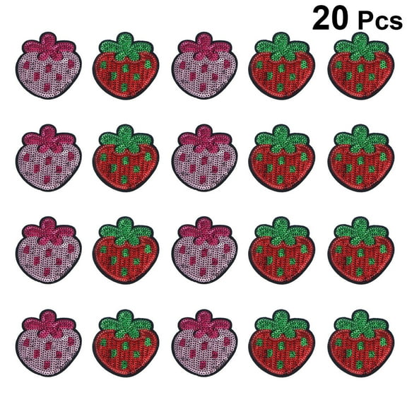 COSMOBETTY Cartoon Patch Strawberry Sticker for Clothing Bags Jeans DIY Red Pink 20 Pcs