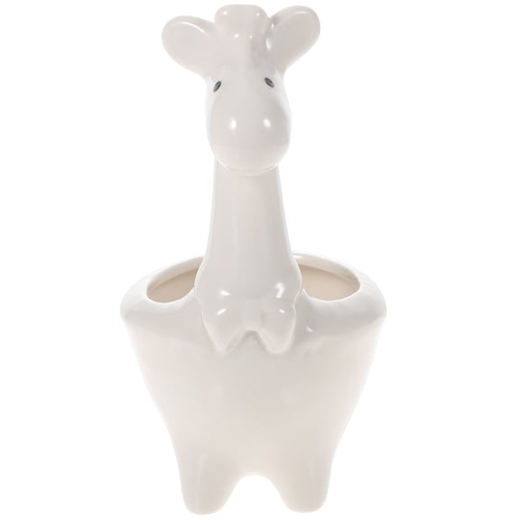 COSMOBETTY Ceramic Deer Shaped Flower Pot for Succulent Plants White Small Desktop Bonsai Decoration 4.5 Inches