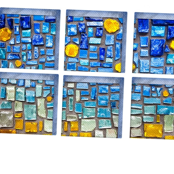 COSMOBETTY Ceramic Tile Stickers Blue PVC Decorative for Homeowners and Renters 6 Pcs