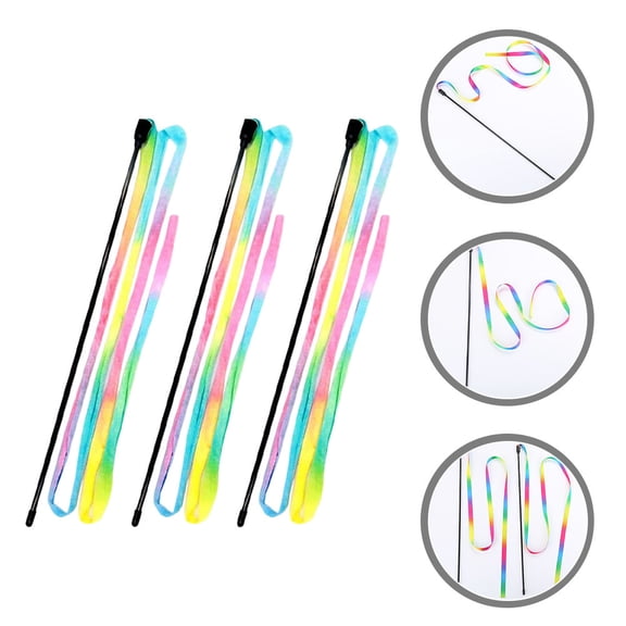 COSMOBETTY Colorful Cat String Toys, Interactive Teaser Sticks for Cats and Kittens, 3 Piece Set