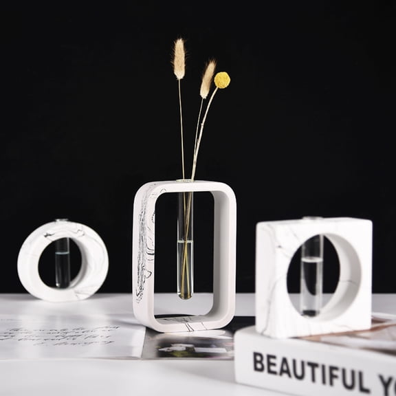 COSMOBETTY Creative Glass Test Tube Vase for Holding Plant with Anti-Slip Bottom White Color Modern Decor