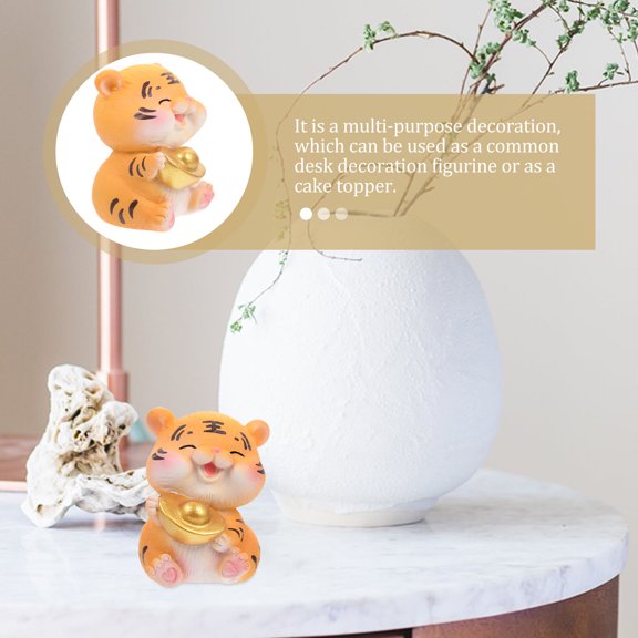 COSMOBETTY Decorative Resin Tiger Model with Lifelike Design for Desk Or Cake Decoration