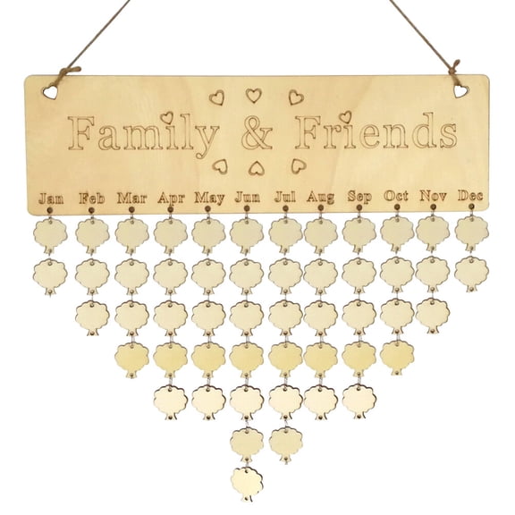COSMOBETTY Decorative Wooden Plaque Calendar with Hanging Rope and Tree Shape Accessories for Reminders